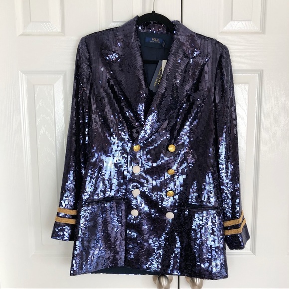 New Ralph Lauren Double Breasted Sequined Blazer - Picture 3 of 16